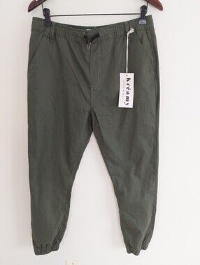Kreamy Olive Green Cargo Jogger Pants Size XL Utility Streetwear New